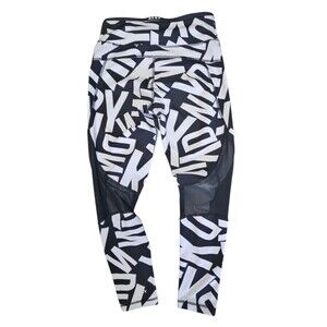 DKNY Leggings All Over Logo Spell Out Black White Size S Capri Yoga Pants